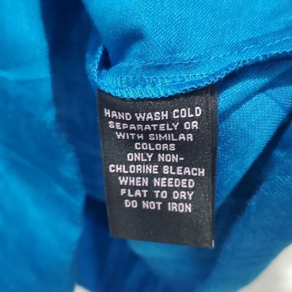 Investments Womans Blue Linen,3/4 Sleeve Button Down Shirt, Size 18W - Picture 4 of 6